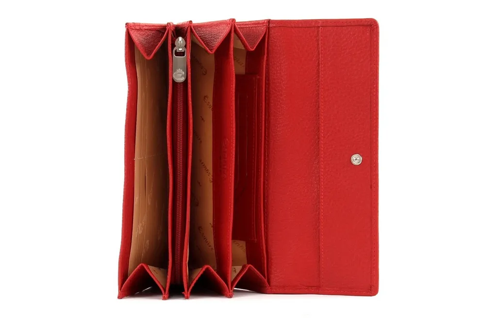 Porte-Monnaie Cuir Rouge Primavera Esquire avec Compartiments Multiples - 2