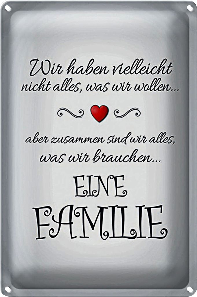 Blechschild Spruch 40x30cm Zusammen wir alles eine Familie