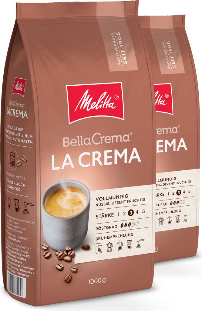 Melitta BellaCrema La Crema Kaffeebohnen, ungemahlen, für Produktbild 