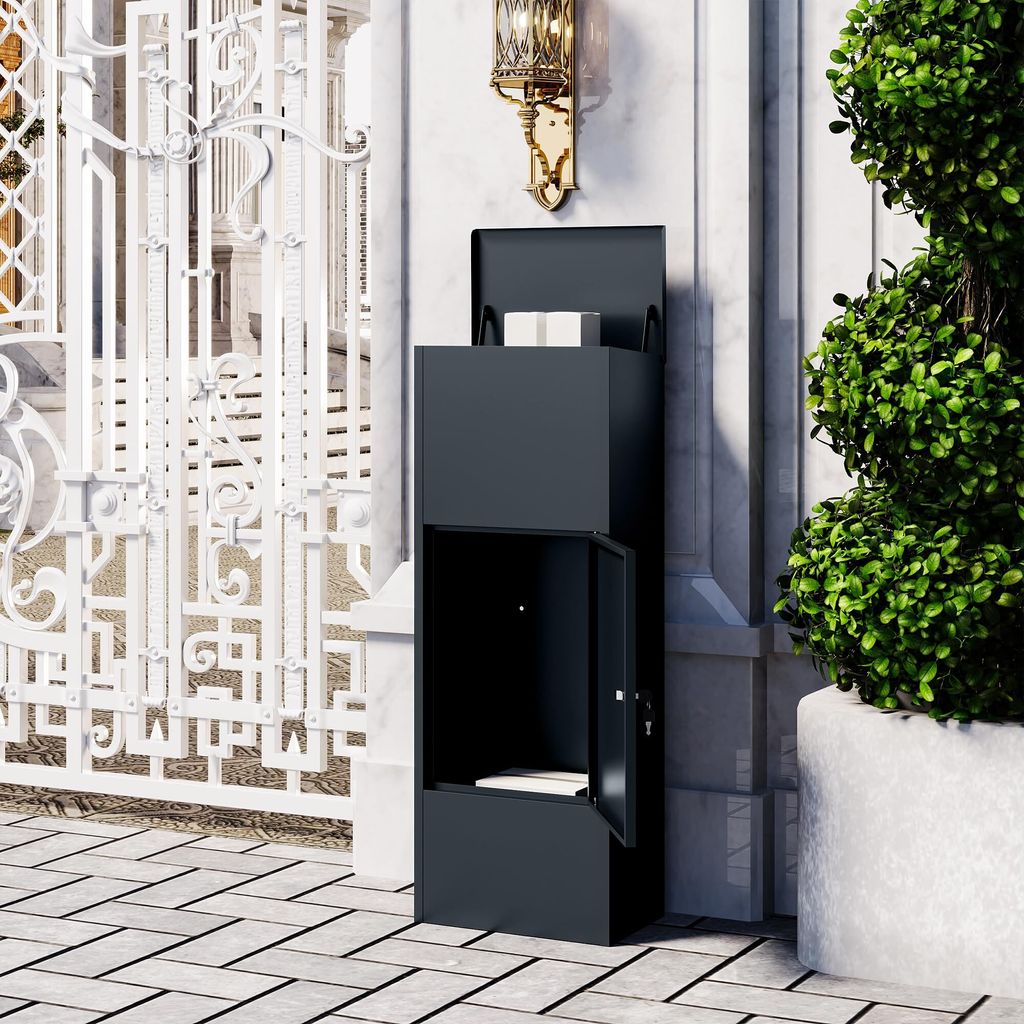 VEEHAUS Paketbriefkasten Groß Briefkasten Rostfrei Paketbox Draussen Groß XXL Und Postbox Für Pakete Briefkasten Mit Paketfach (Ohne Ständer, A...