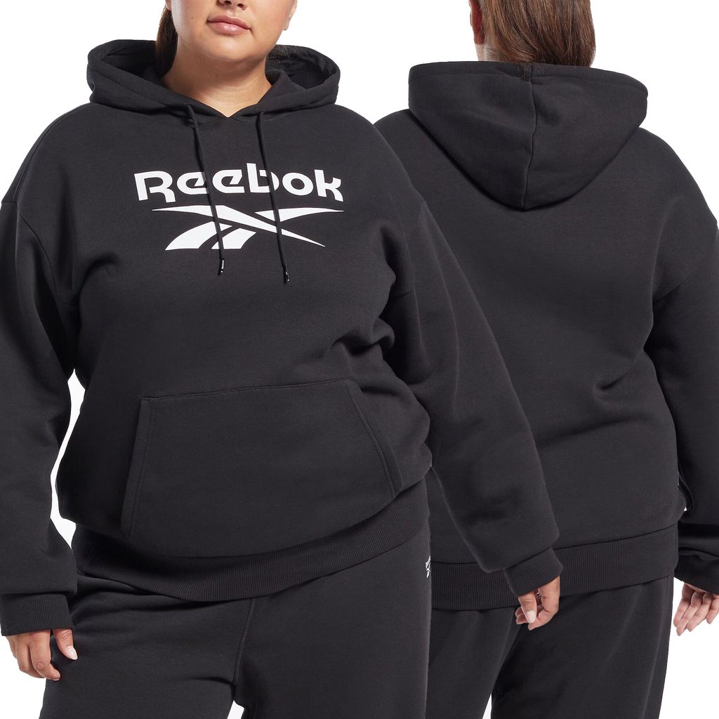 Reebok Damen-Sweatshirt, schwarz, Sport-Känguru, Übergröße HB7627 4XL