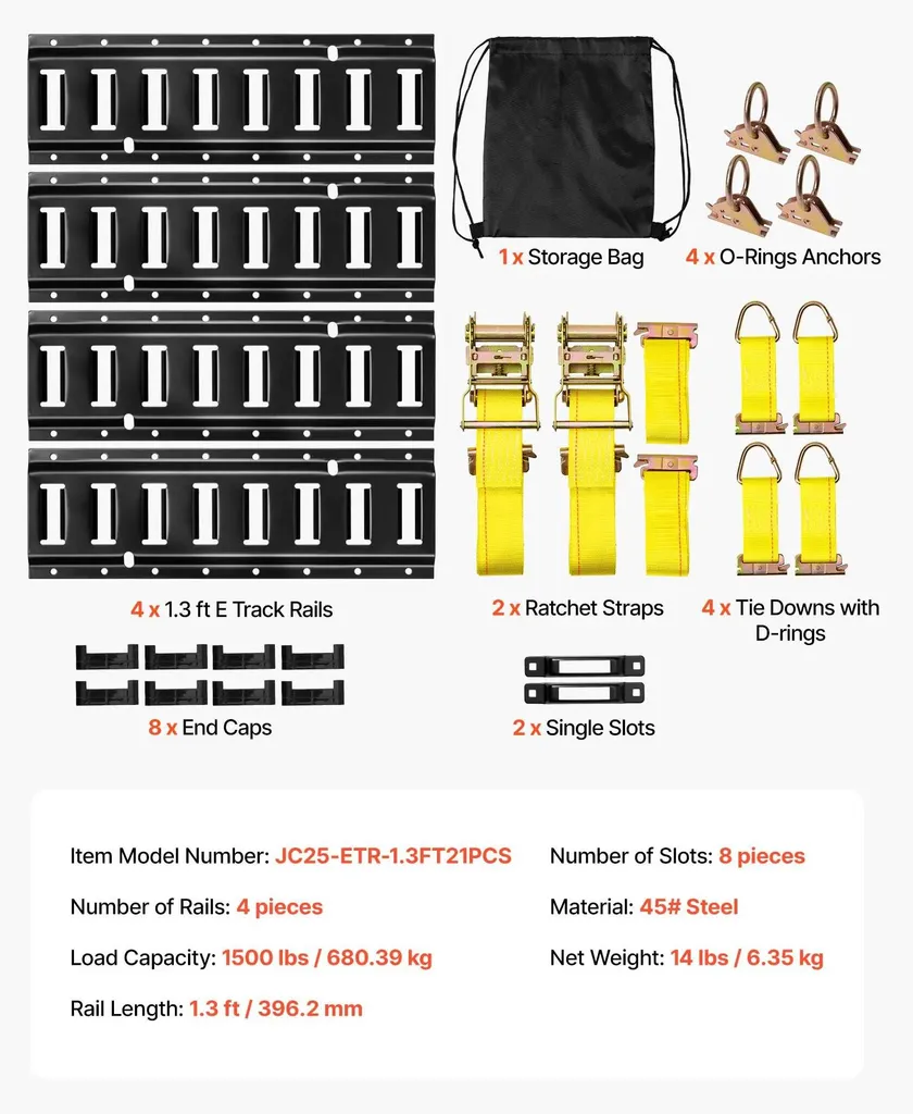 Rails E-Track haute résistance 680kg et kit accessoires fixation pro - 2