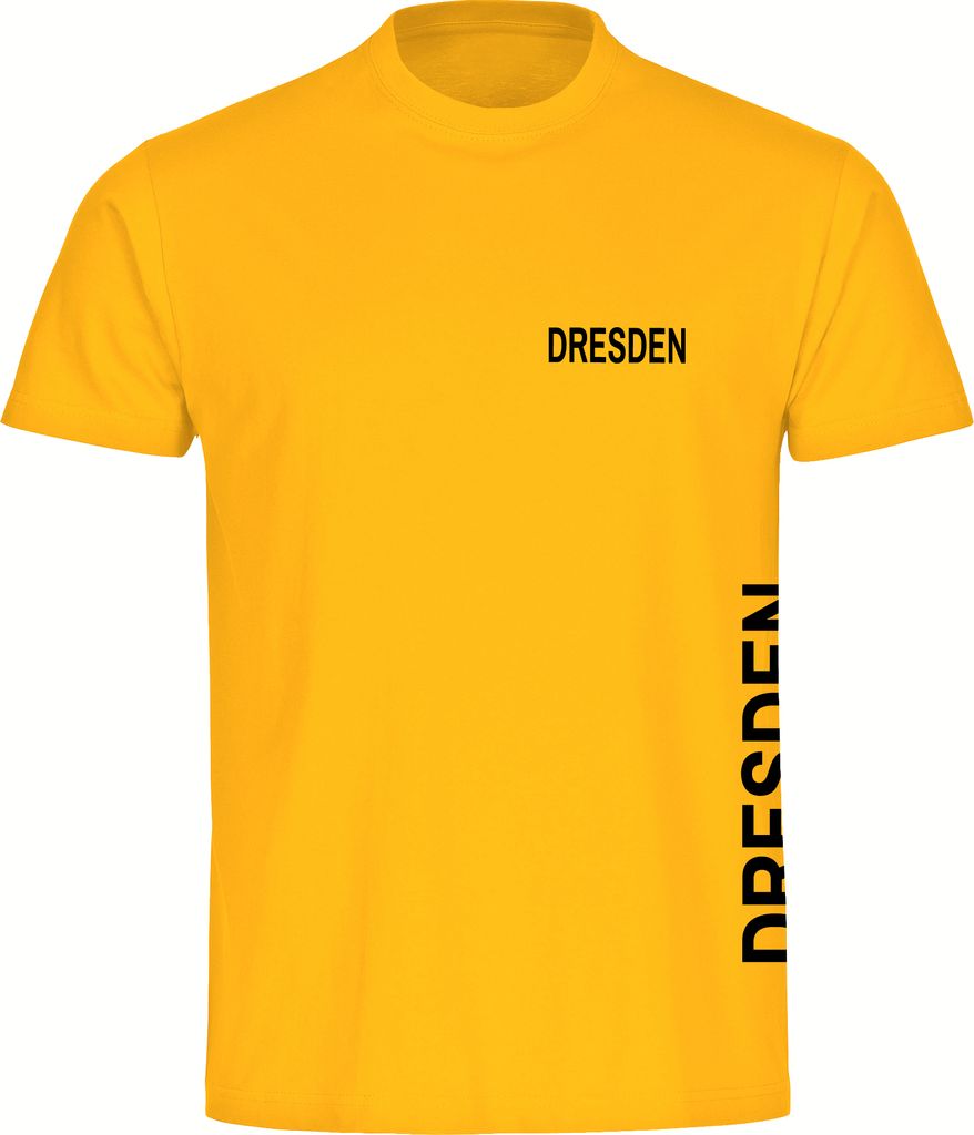 multifanshop Herren T-Shirt - Dresden - Brust & Seite, gelb, Größe L