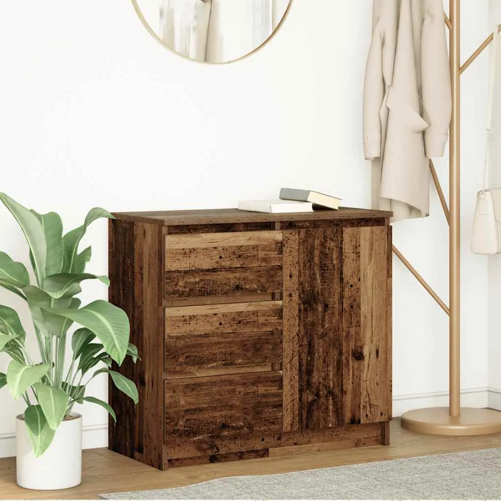 Credenza Vetrina Moderna 71x35x65 cm Effetto Legno Antico - Design 4727509