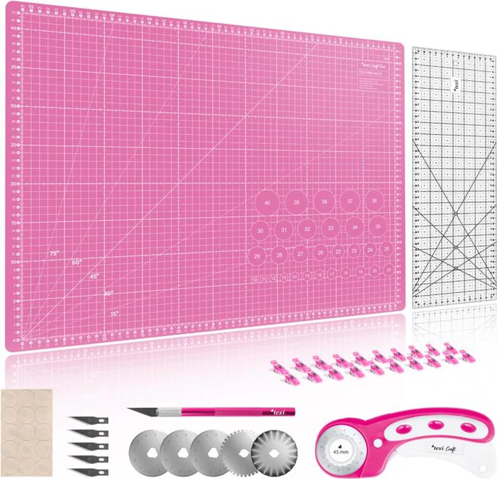 Ensemble d'accessoires de découpe couture et patchwork rose Texi Craft