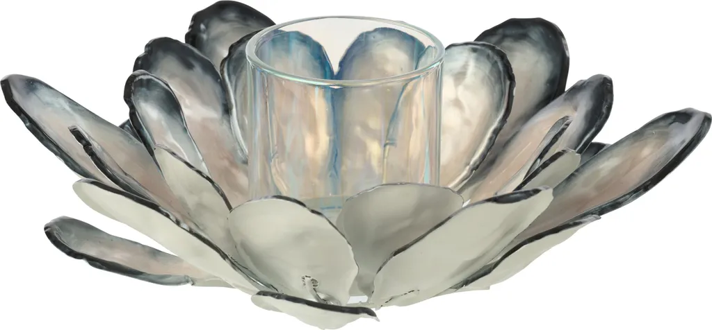 Photophore Lanterne Design Shell J-Line en Métal Bicolore pour Bougie