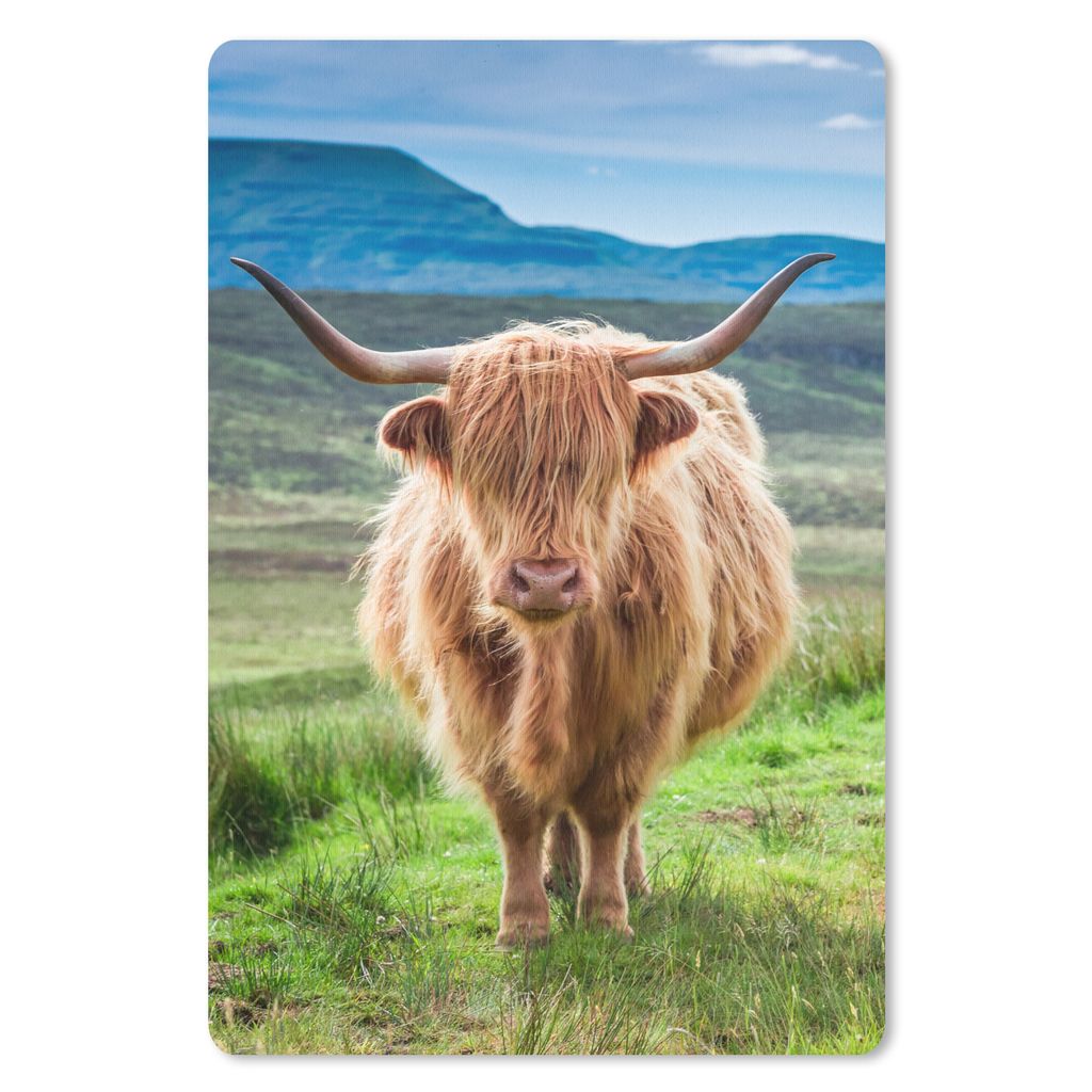 MuchoWow Mauspad Mousepad Schottischer Hochländer - Kuh - Natur - Berg - Gras 40x60 cm - Mousepads - Maus Mat - Pad - Mausunterlage - Schreibtis...