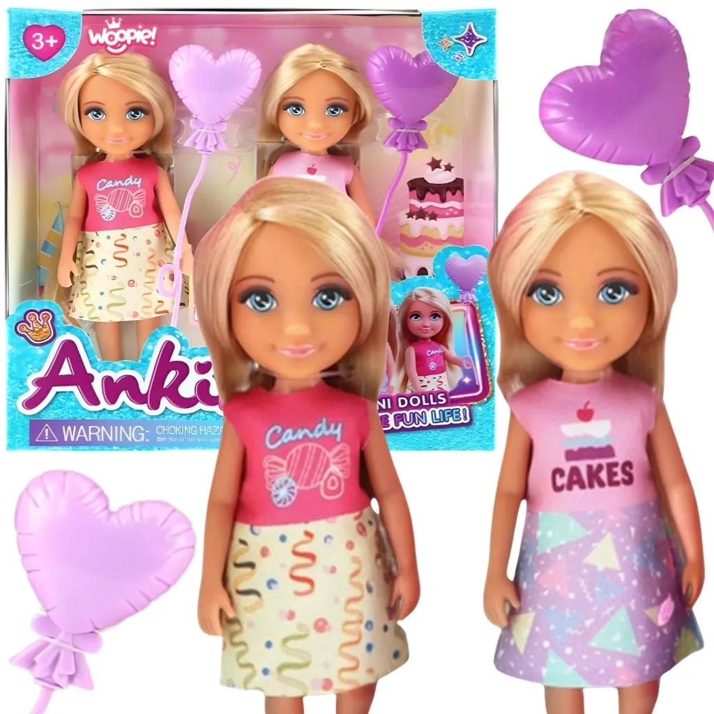Ensemble d'anniversaire Woopie Two Doll avec gâteaux et bonbons variés