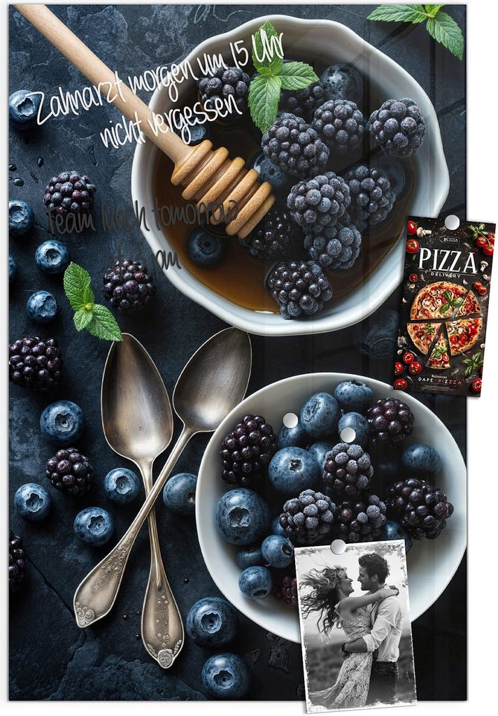 Magnettafel 60x90cm Pinnwand Whiteboard beschreibbar - Blaubeeren Stillleben