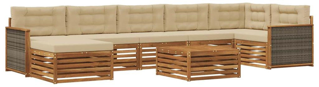 Outdoor-Sofagarnitur 8 pcs Natur und Beige