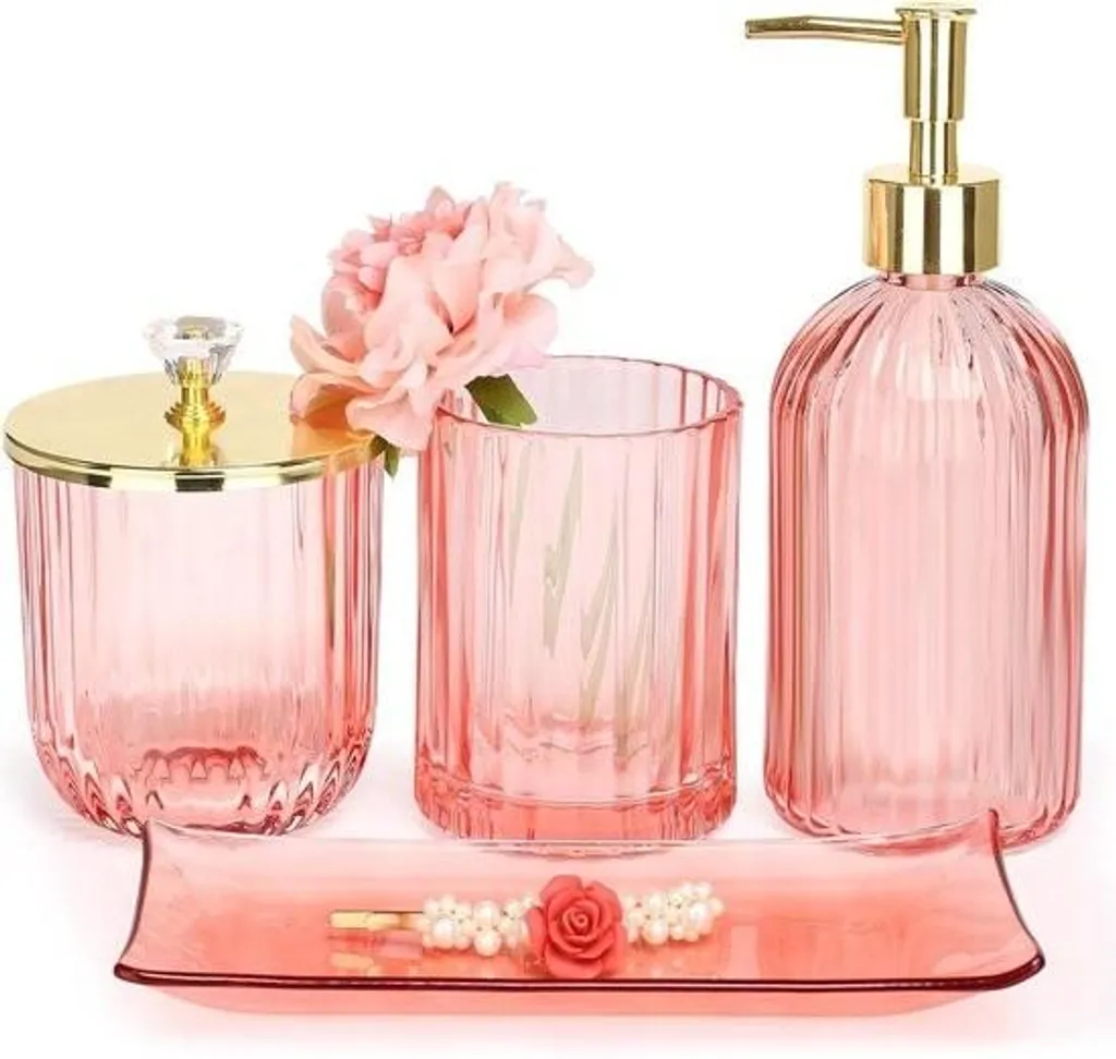 Ensemble accessoires salle de bain verre transparent 4 pièces Riva