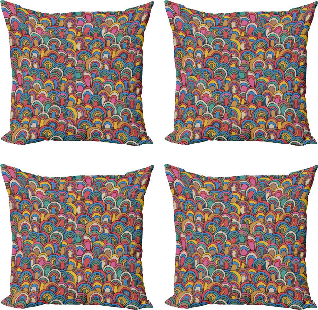 ABAKUHAUS Bunt Kissenbezug Set (4 Stück), Nautical Wellen-Entwurf, Moderner Doppelseitiger Digitaldruck, 60 cm x 60 cm, Mehrfarbig
