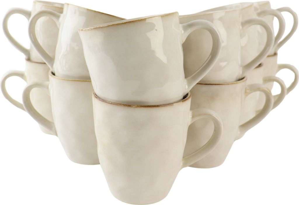 "OTIX Theemokken Kaffeebecher mit Griff Set von 12 Beige Keramik MAPLE"
