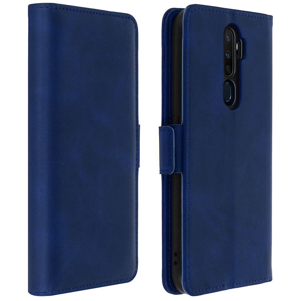 Avizar, Soft Touch Cover Geldbörse mit Standfunktion Oppo A9 2020/A5 2020, Nachtblau