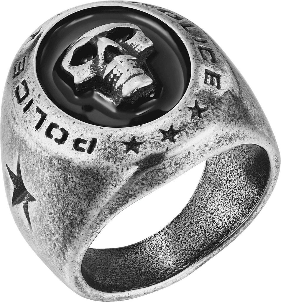 Herrenring Vertex von Police aus Edelstahl mit Totenkopf, Produktbild 