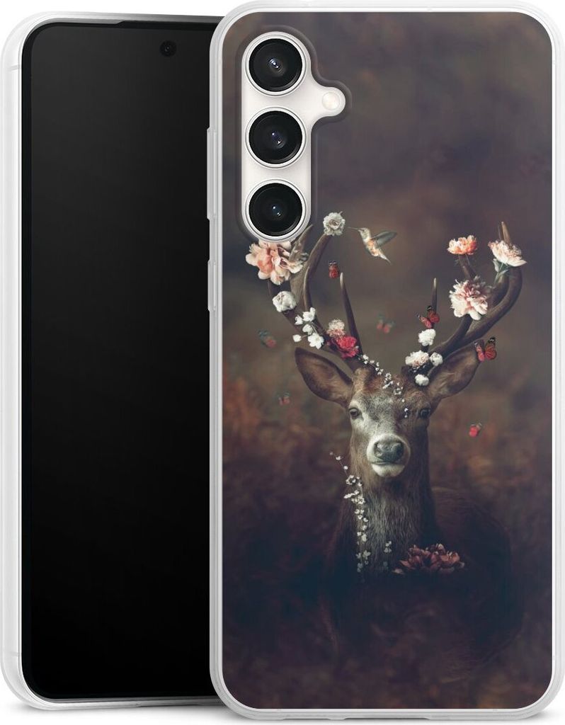 DeinDesign Slim Hülle für Samsung Galaxy S23 FE Silikon Case Ultra Dünn Handyhülle Blumen Rehe Rentier