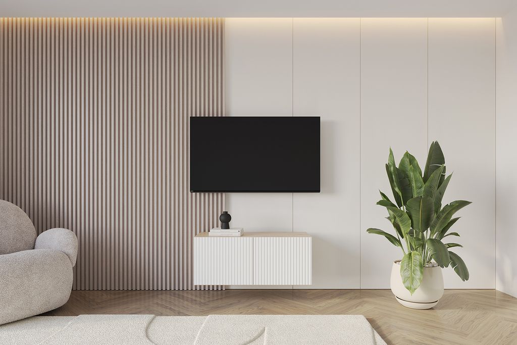 ALTDECOR TV-Schrank NOA-2-W mit Gefrästen Fronten 100x40x40 Lowboard hängend, TV Möbel, TV Cabinet, Fernsehtisch, Fernsehschrank, TV Kommode, TV...