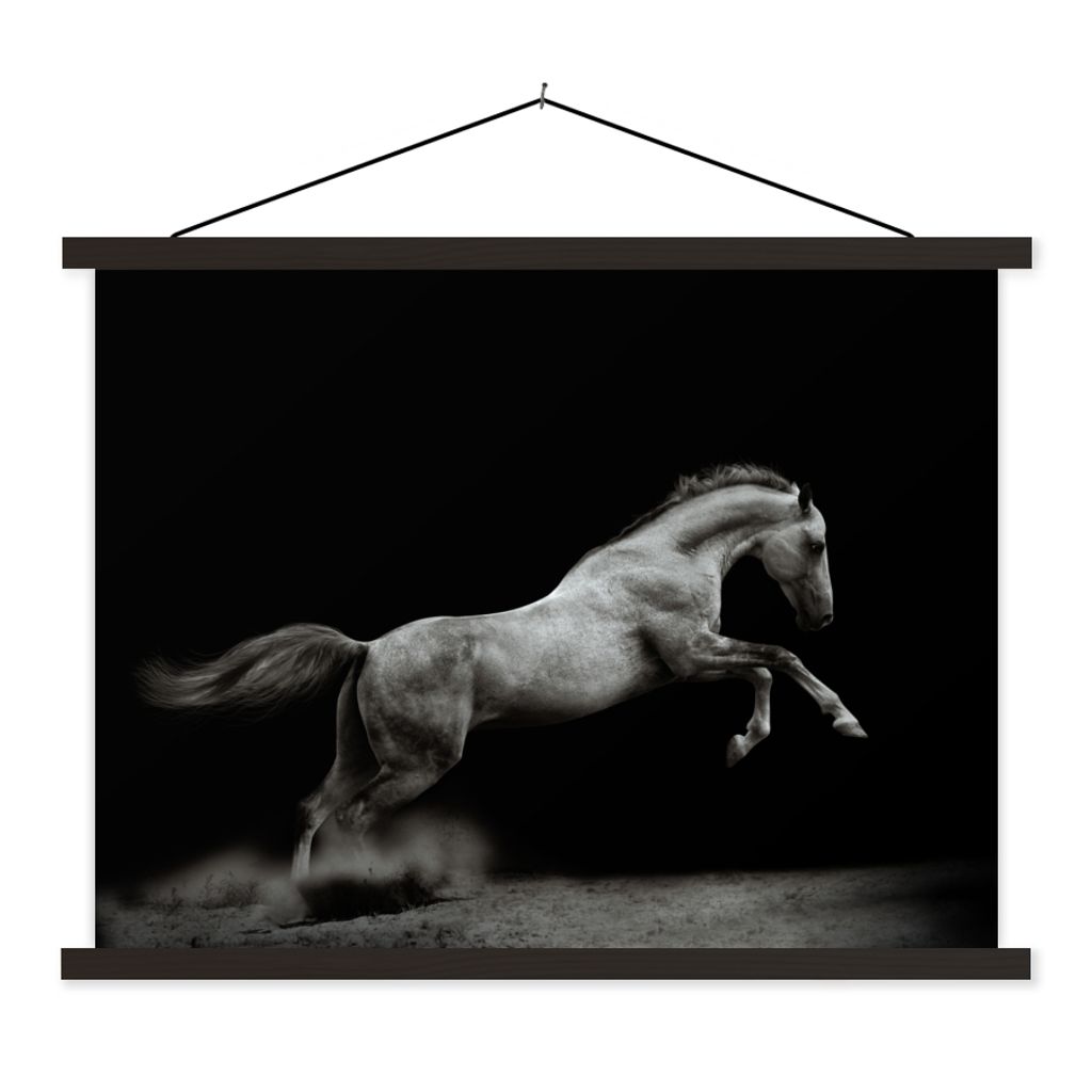 MuchoWow Textilposter Pferd - Sand - Schwarz 40x30 cm mit schwarzem Rahmen - Dekorationen