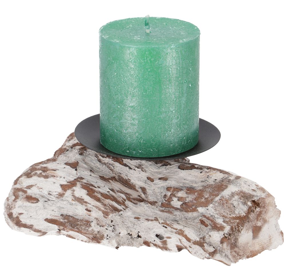 Antikweißer Treibholz Kerzenhalter Kerzen - Modell 3, Creme-weiß, Treibholz,Metall, 5*20*10 cm, Teelichthalter & Kerzenhalter