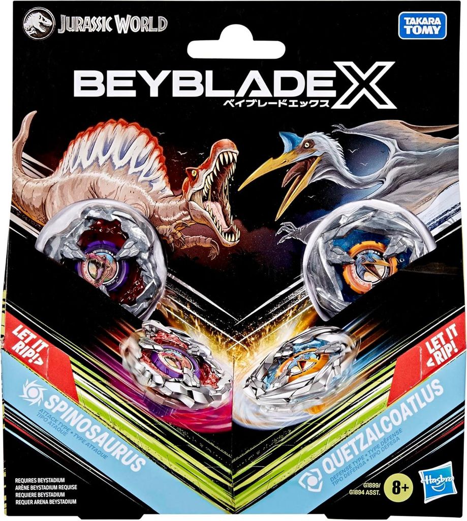 Hasbro Beyblade X Jurassic World Collab Spinosaurus Quetzalcoatlus Multipack 8+