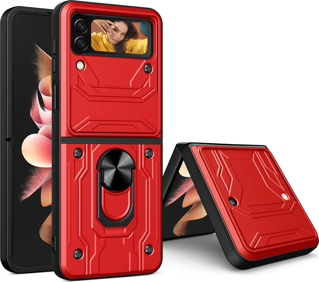 Custodia di Lusso Samsung Z Flip 4 5G Rossa: Design Ibrido e Funzionale