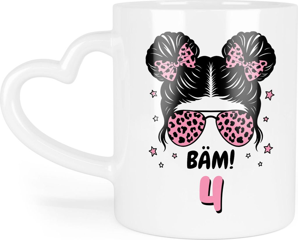 Bäm 4 Geburtstag Tasse Herzhenkel Mädchen Geschenk Kindergeburtstag Party Dekoration originelle Geschenkidee