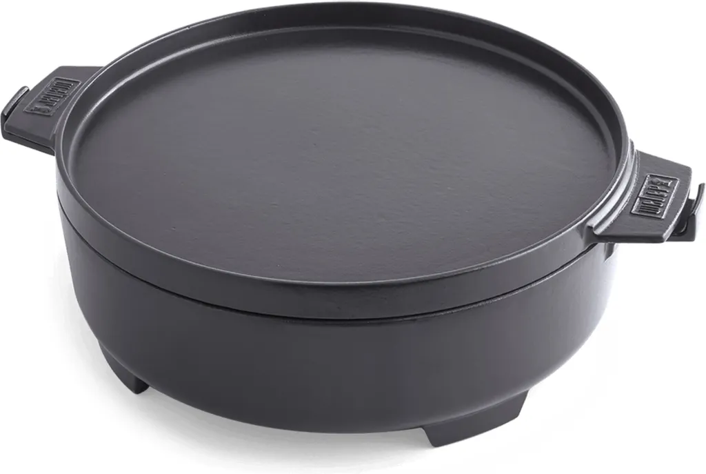 Weber 2in1 Fourneau à vapeur et poêle en fonte robuste pour barbecue