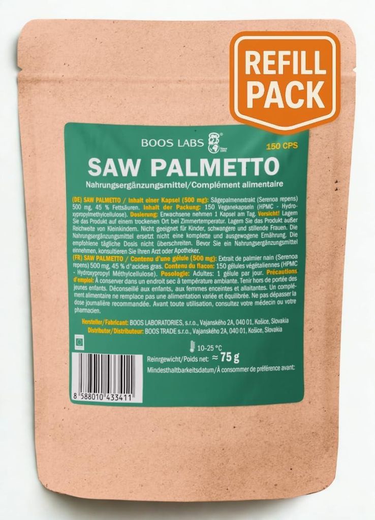 Saw Palmetto I 500mg I 150 vegane Kapseln I 1 Kapsel pro Tag I Saw Palmetto Kapseln Hochdosiert I Sägepalmenextrakt Prostata I Serenoa repens im B...