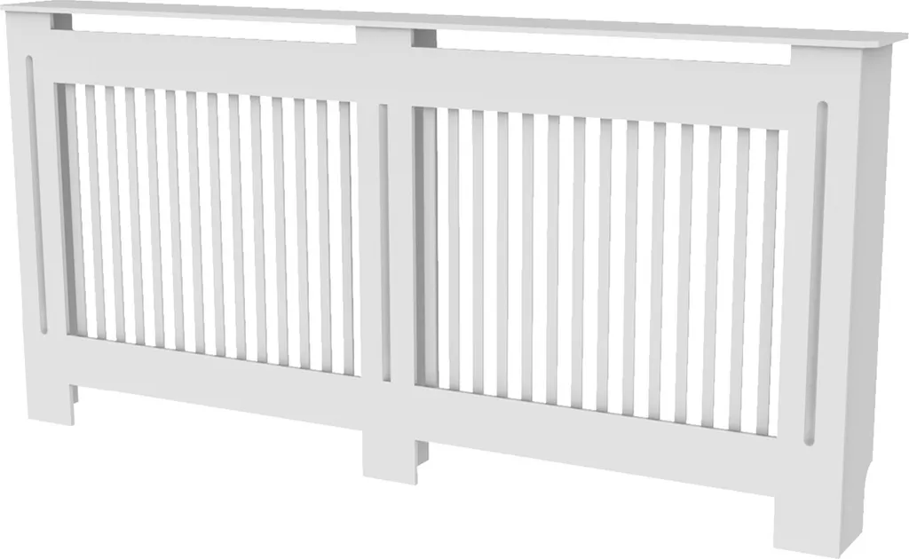 Cache-Radiateur en Bois Blanc XL 172cm | Meuble d'Entrée avec Étagère