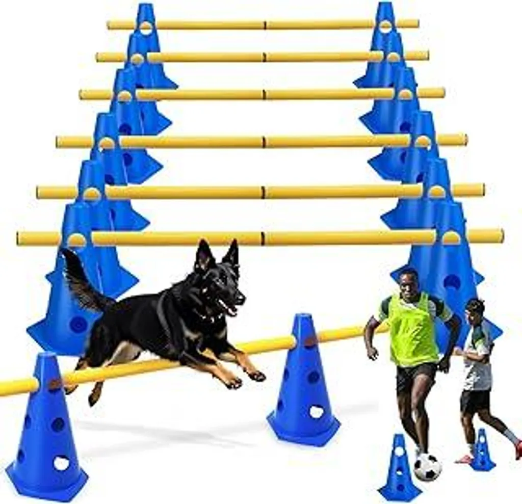 Set Ostacoli Sportivi 10 Coni e 5 Barre 80cm | Agility Dog e Calcio