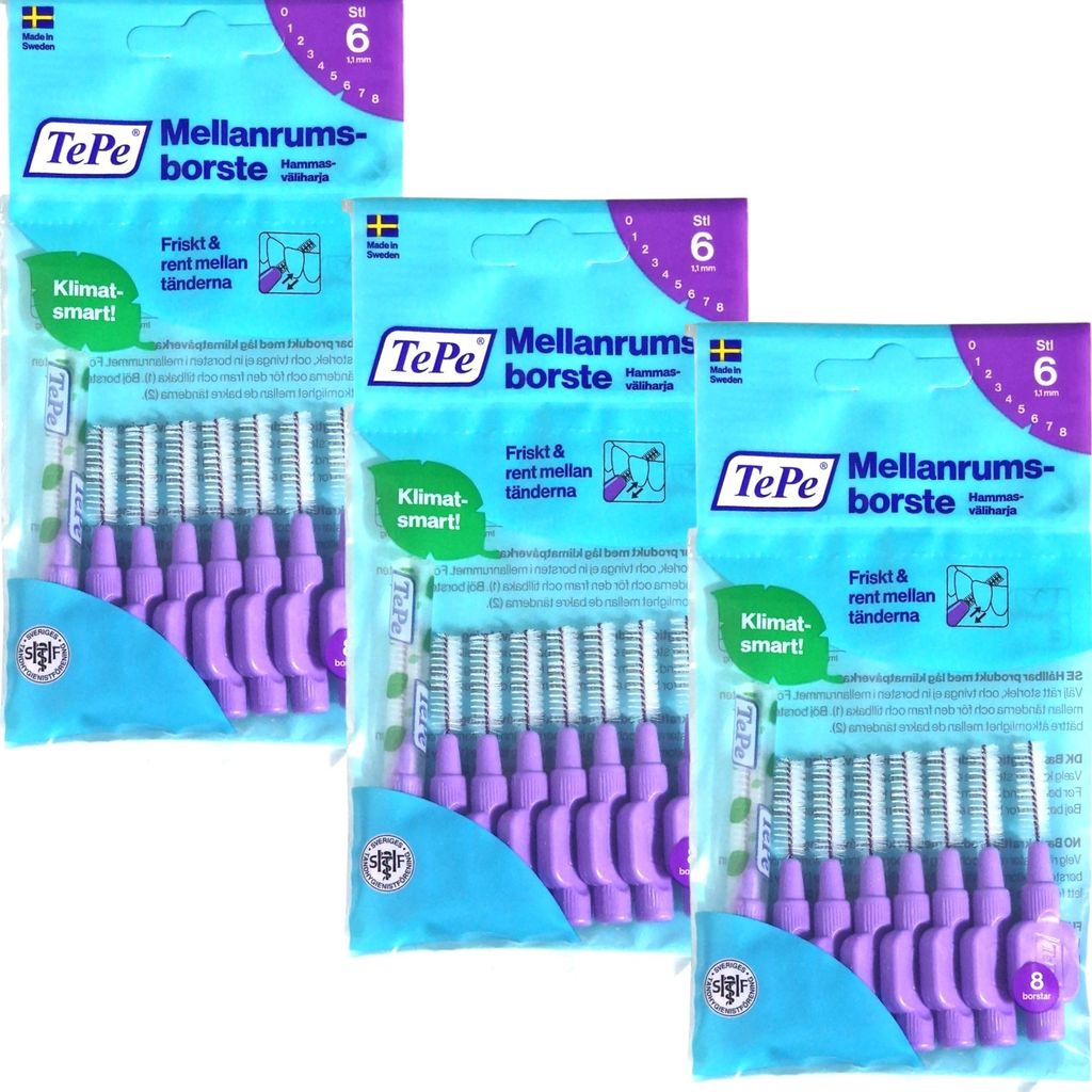 3x8 TePe Original Interdentalbürsten - 1,1 mm lila Produktbild 