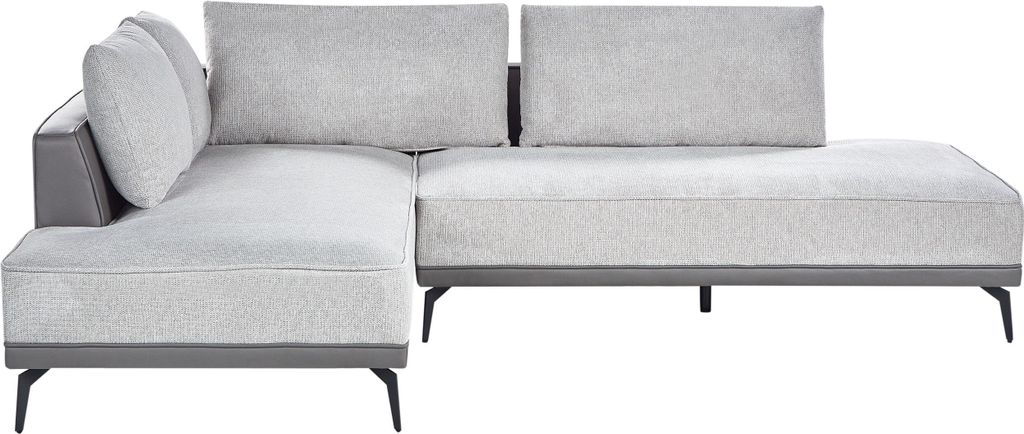 BELIANI Ecksofa Grau u. Grau aus Stoff Kunstleder Rechtsseitig 3-Sitzer für 3 Personen Modernes Design Couch Sofa für Wohnzimmer