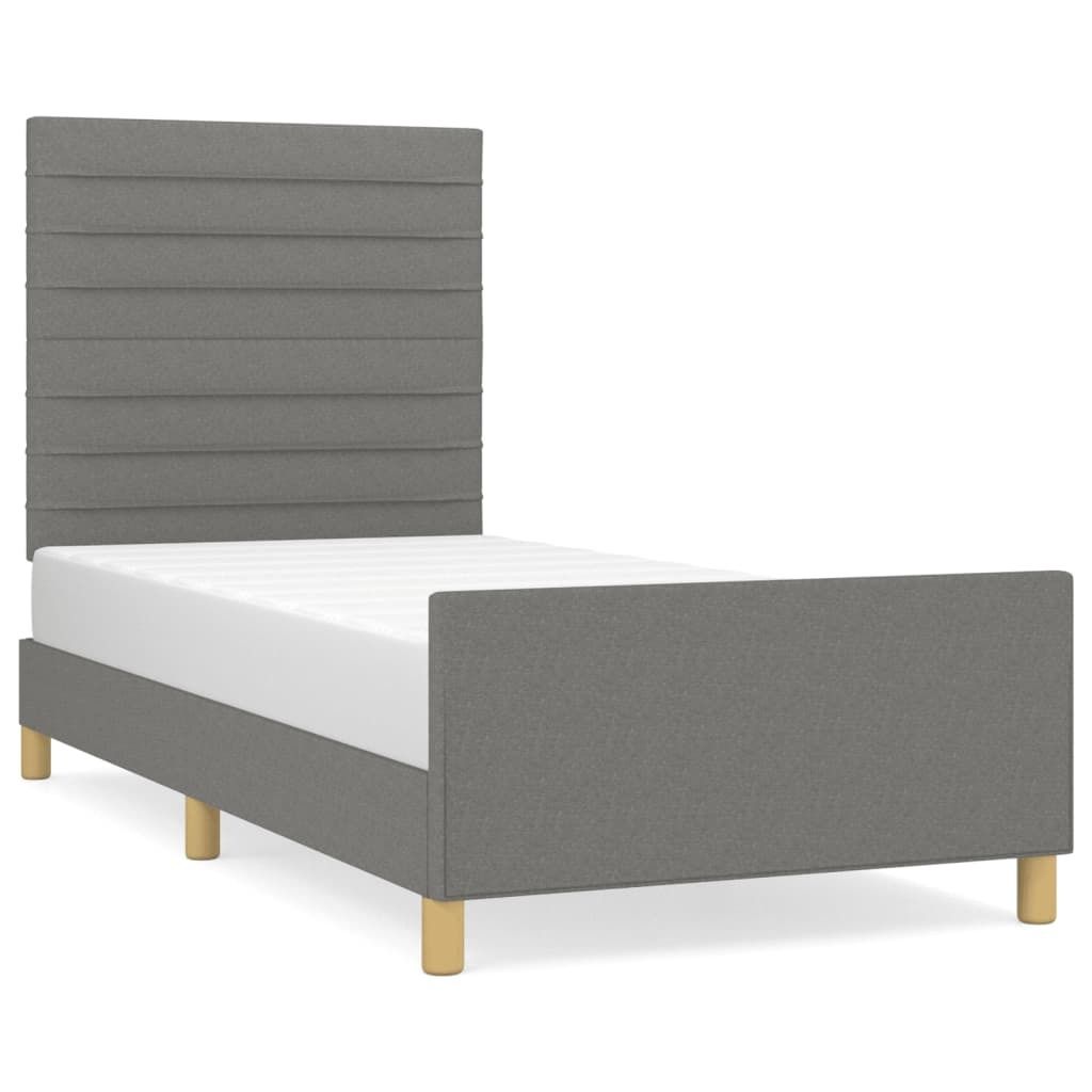 vidaXL Bettgestell ohne Matratze Dunkelgrau 90x190 cm Stoff