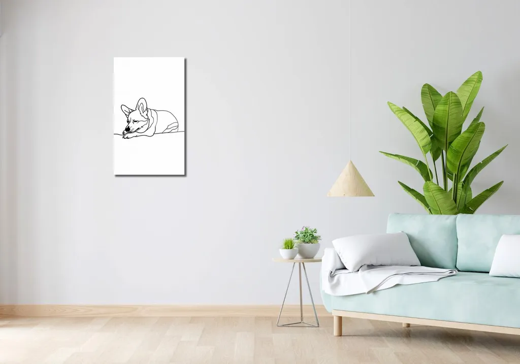 Poster Corgi endormi format 40x70 cm - Impression haute définition zen