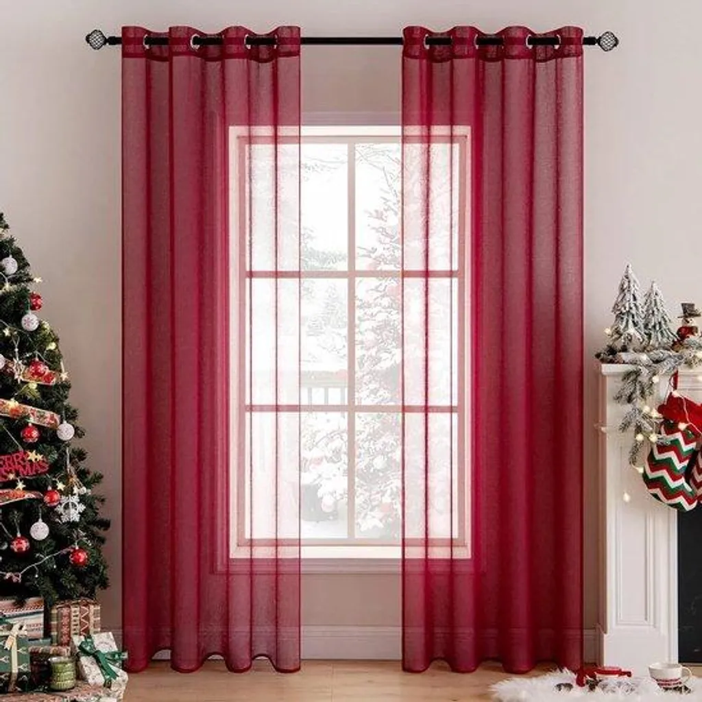 Rideaux rouges 140x290 cm pour grandes baies - Voilages haute qualité