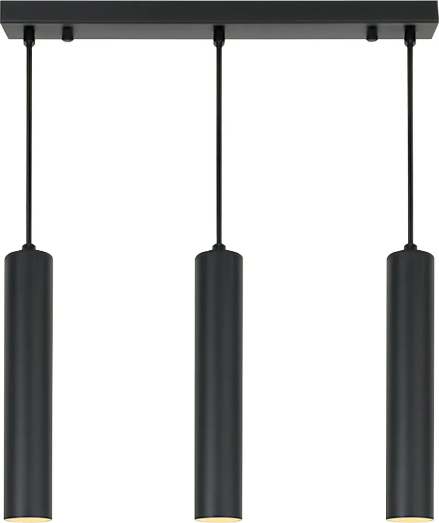 Lampada Sospensione Lineare 3 Tubi Nero Opaco GU10 - Design Moderno