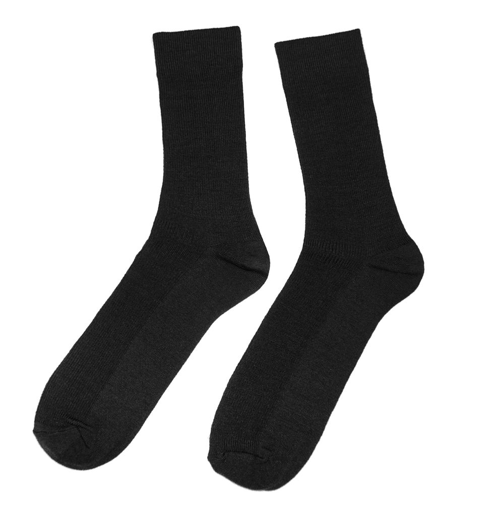 Herren Basic Socken aus Wolle 1:1 Rippe Schwarz Größe 39-42 Produktbild 
