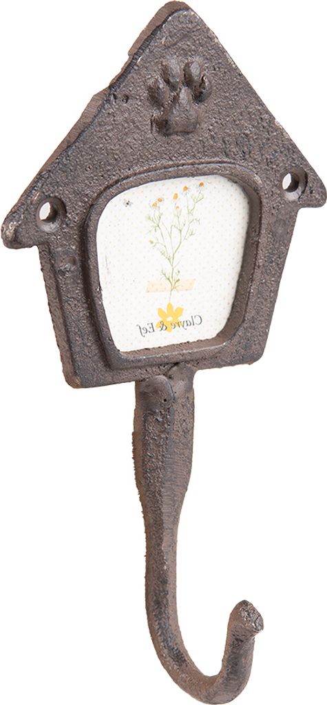 Clayre & Eef Wandhaken Hundehütte 9x5x18 cm Braun Eisen