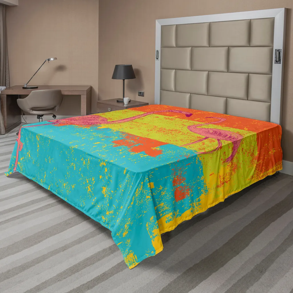 Drap plat décoratif Flamants Roses, Style Rétro Vintage 266 x 260 cm