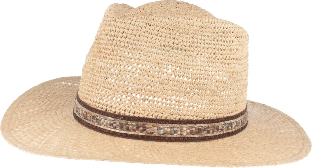 Cappello di paglia in rafia all'uncinetto di Hut-Breiter