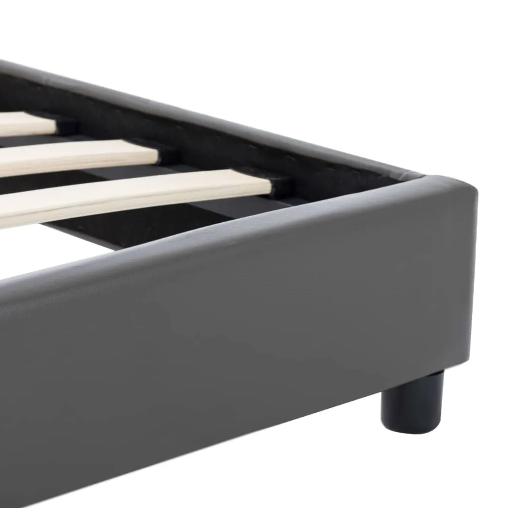 Sommier 100x200 cm en Similicuir Gris - Finition Douce et Entretien Facile