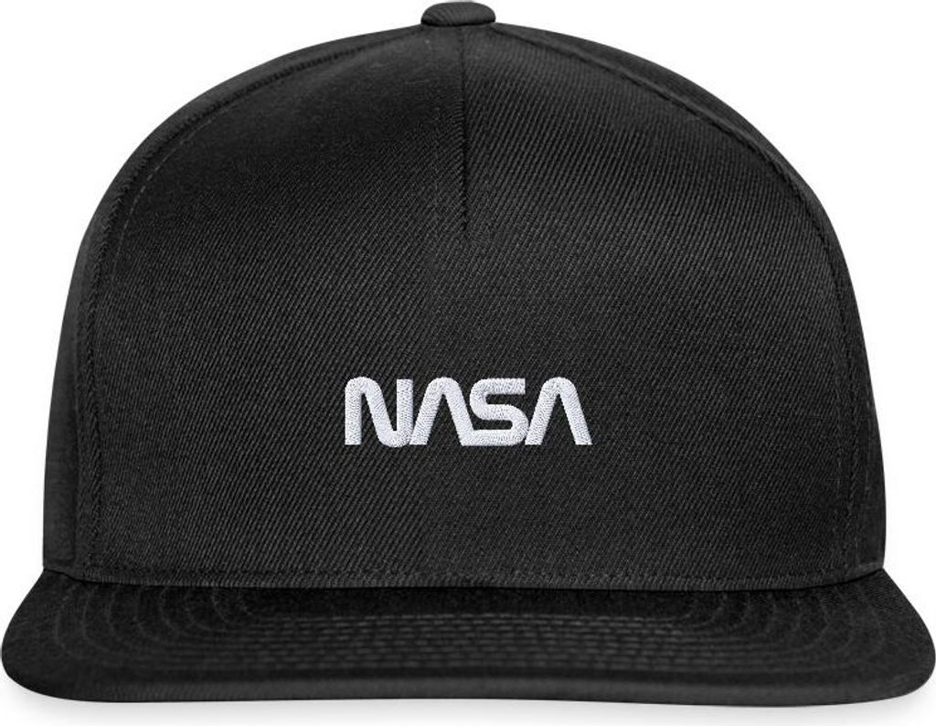 Spreadshirt Nasa Logo Klein Weiß Stick Snapback Cap, One size, Schwarz/Schwarz
