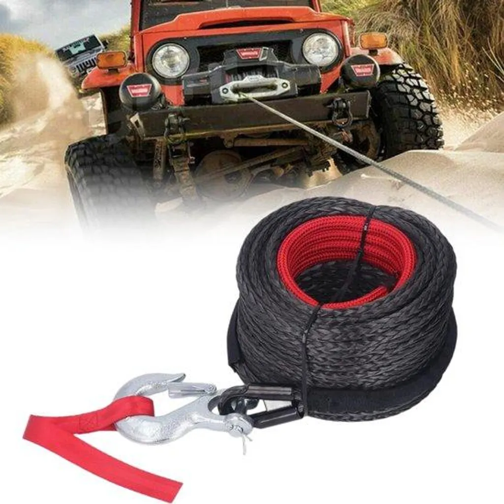 Câble de treuil synthétique 8mm 15m pour remorquage tout-terrain