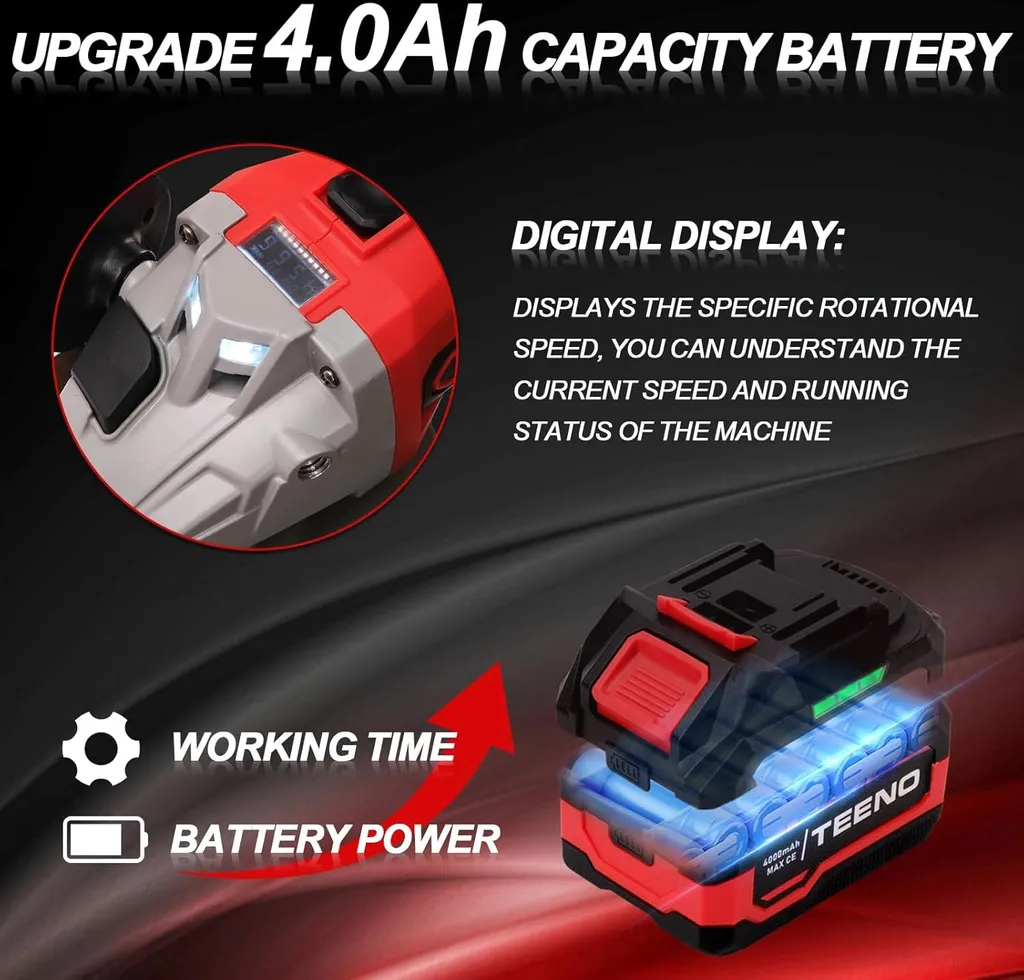 Meuleuse d'Angle 21V 1000W 125mm : Performance 9100RPM et 2 Batteries - 3