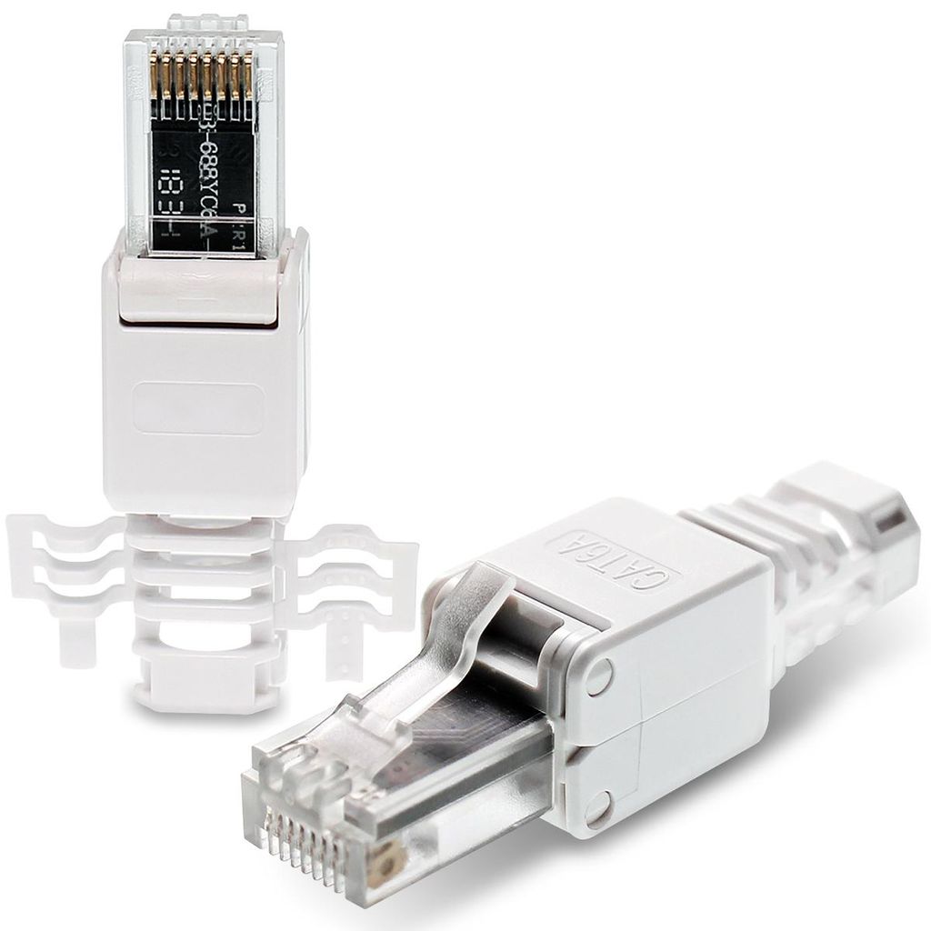 Netzwerkstecker werkzeuglos CAT6A RJ45 Netzwerk Stecker Cat 6a LAN CrimpsteckerMenge:8 Stück;Auswahl:Stecker CAT6a