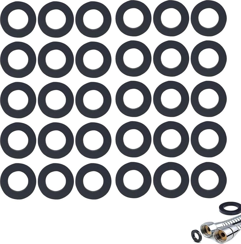 30x Gummi Dichtungsringe 24mm Schwarz Flache Dichtungen für Brauseschlauch & Wasserhahn Inkl 720° Dichtung Robuster Dichtungssatz als Wasserhahn ...
