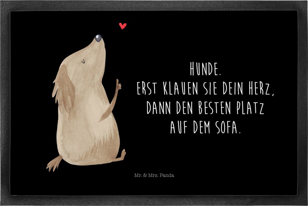Mr. & Mrs. Panda Bodenvorleger Hund Liebe 50 x 75 cm - Schwarz - Geschenk, Sprüche, Herz, Türvorleger, Schmutzfangmatte, Schmutzfangteppich, Sü...