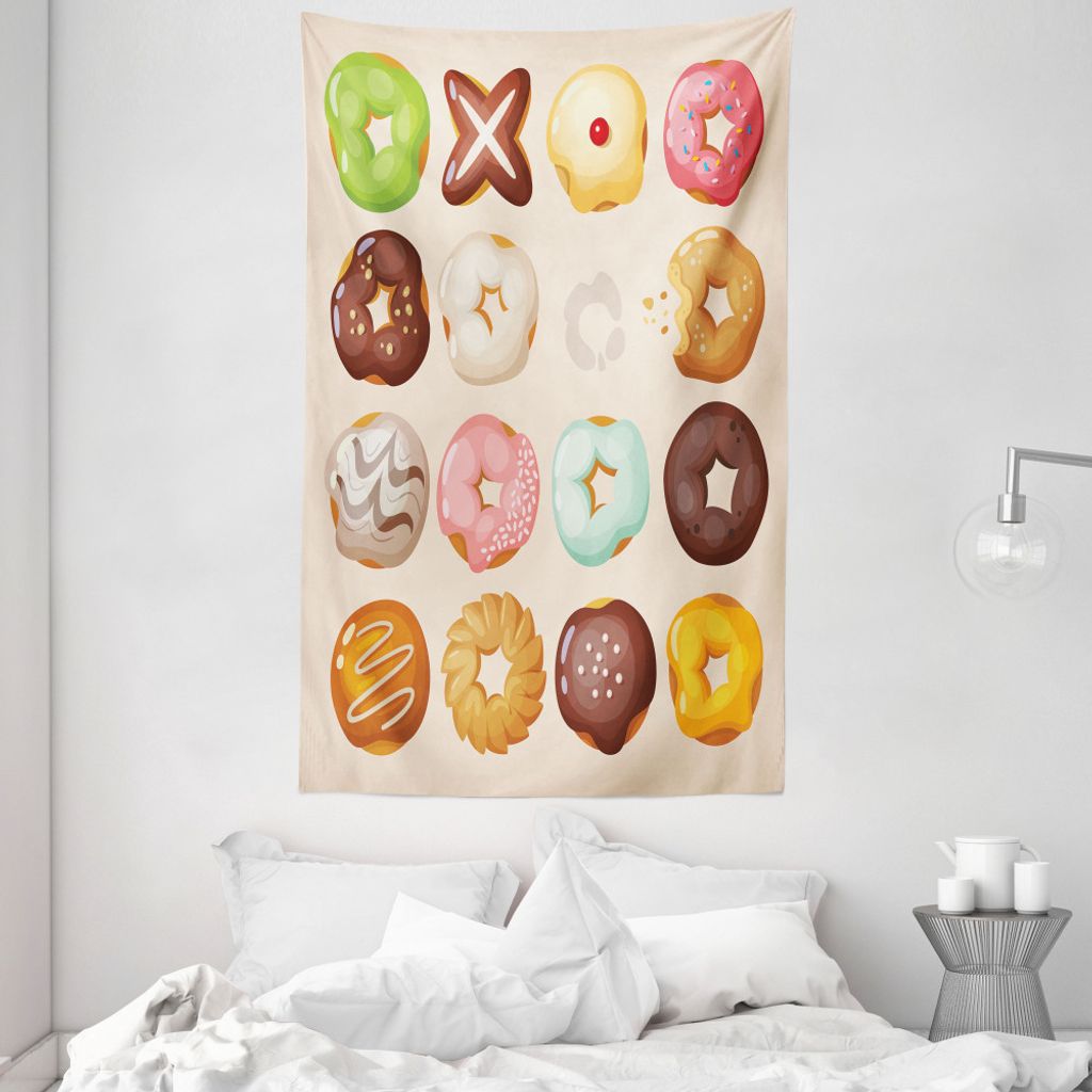 ABAKUHAUS Krapfen Wandteppich und Tagesdecke, Köstliche glasiert Gebäck aus Weiches Mikrofaser Stoff Waschbar ohne Verblassen Digitaldruck, 140 x...