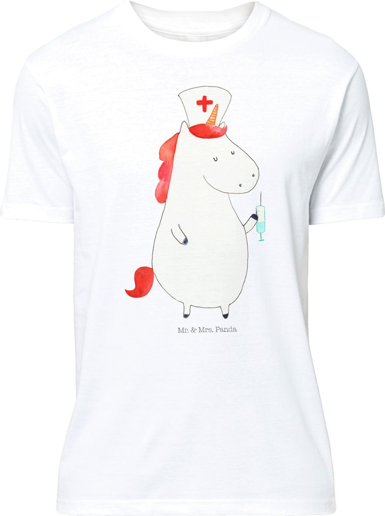 Mr. & Mrs. Panda S T-Shirt Einhorn Krankenschwester - Weiß - Geschenk, Lustiges, Krankenpflegerin, Unicorn, Motiv, Krankenpfleger, Design, Tshirt,...