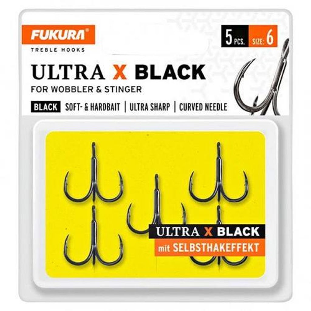 Fukura Ultra X Black Drillinge - Drillingshaken, Größe/Packungsinhalt:Gr. 6 / 5 Stück